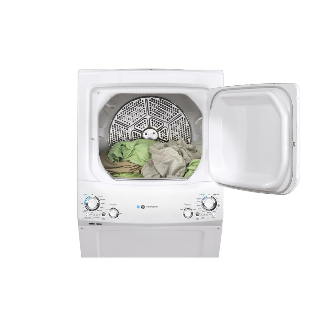 GE Appliances GUD27GESNWW GE Unitized Spacemaker ENERGY STAR 3.9 cu. ft. Washer with Stainless Steel Basket and 5.9 cu. ft. Capacity Gas Dryer - White