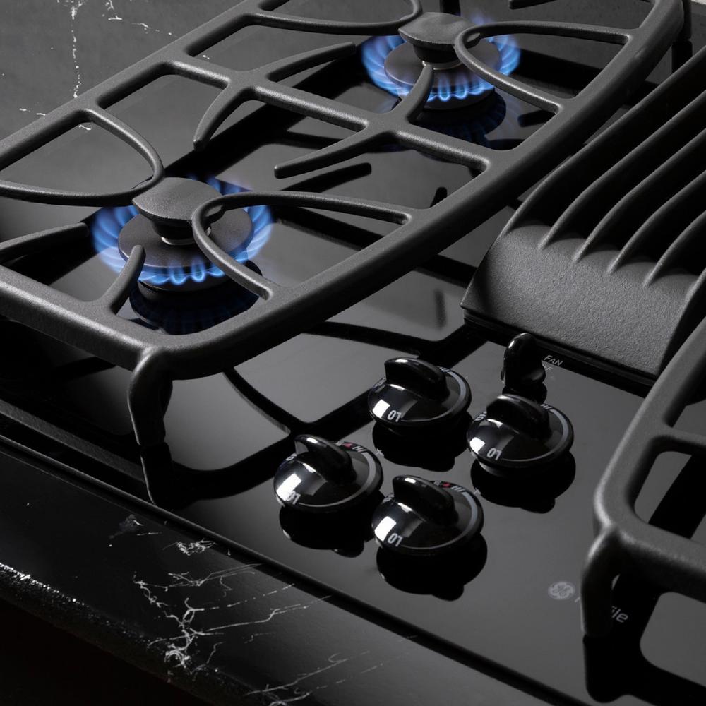GE Appliances PGP9830DRBB GE Profile 30" BuiltIn Gas Downdraft Cooktop Black