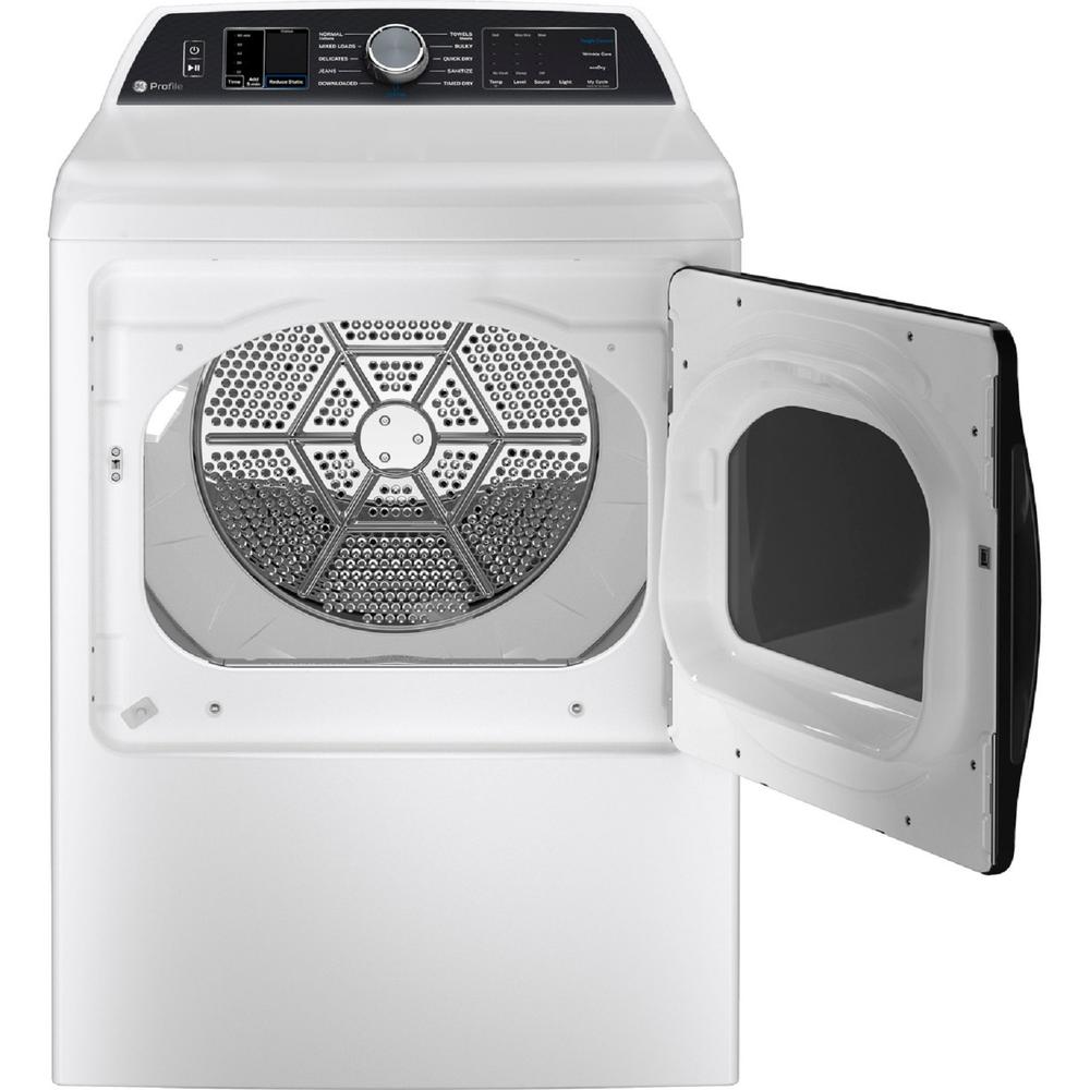 GE Appliances PTD70GBSTWS GE Profile 7.4 cu. ft. Capacity Smart Aluminized Alloy Drum Gas Dryer with Sanitize Cycle and Sensor Dry &#8211; White
