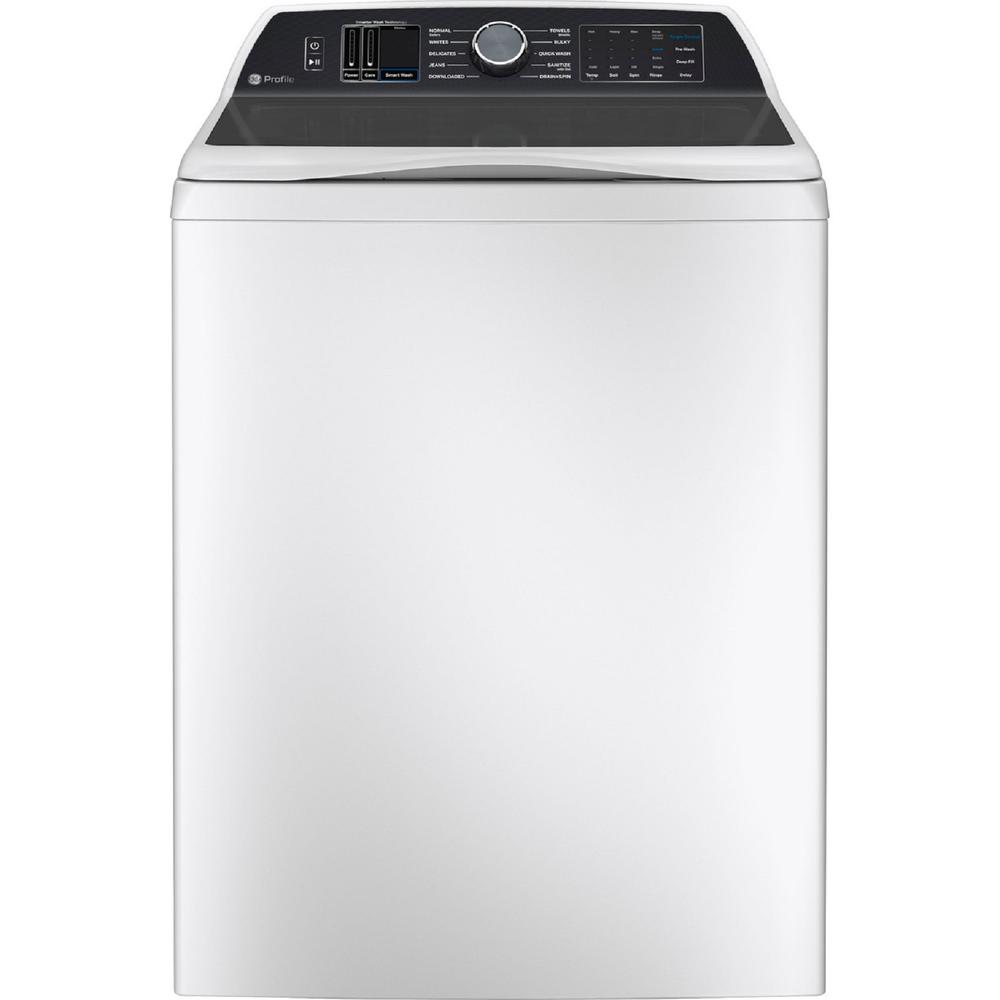 GE Appliances PTW705BSTWS GE Profile 5.3 cu. ft. Capacity Washer with Smarter Wash Technology and FlexDispense - White