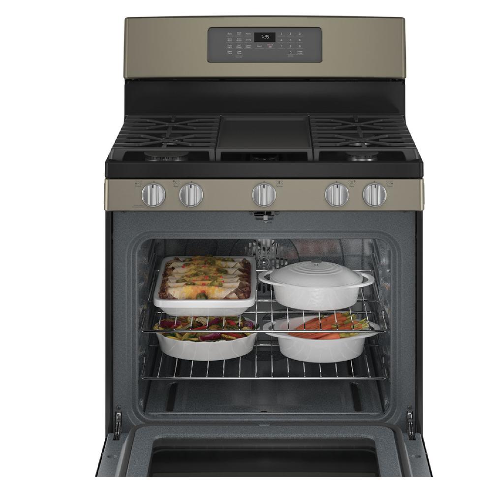 GE Appliances JGB735EPES 30" 5.0 cu.ft. Slate Gas Range with 5 Burners and Air Fryer