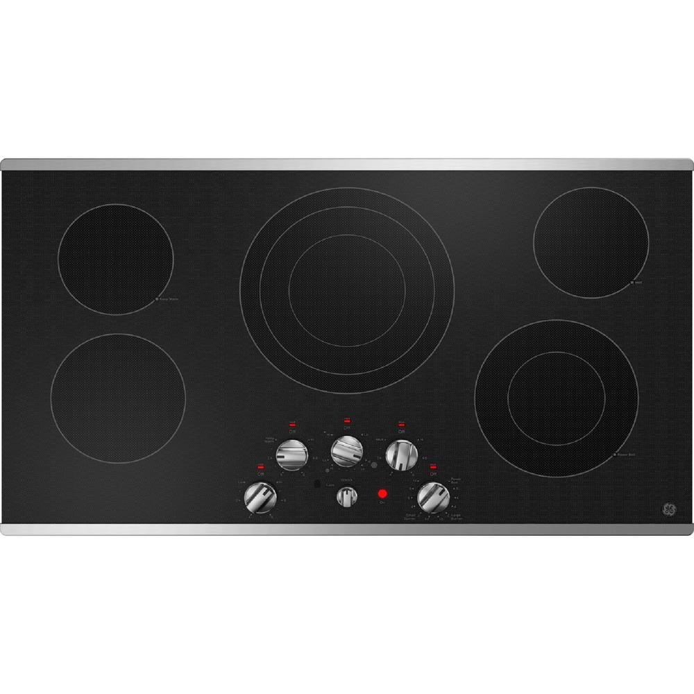 GE Appliances JEP5036STSS GE 36" Built-In Knob Control Electric Cooktop - Stainless Steel on Black