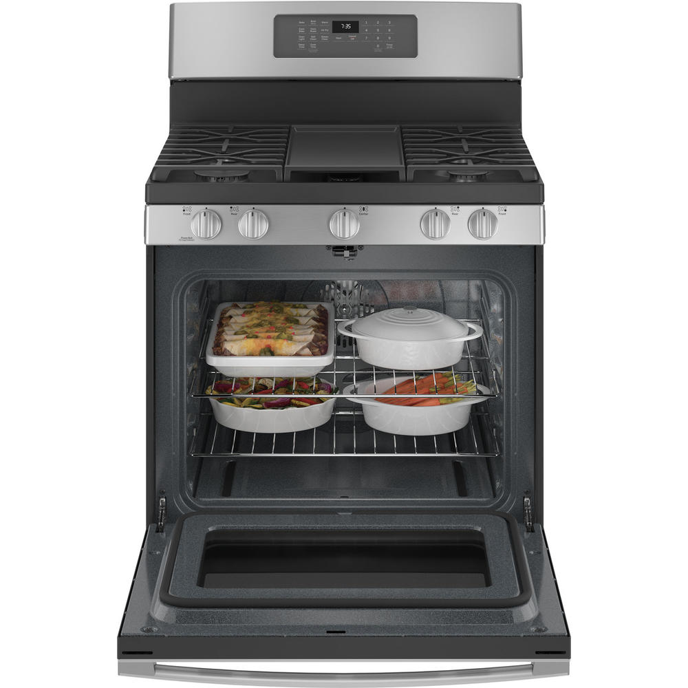 GE Appliances JGB735SPSS 30" 5.0 cu.ft. Stainless Steel Gas Range with 5 Burners and Air Fryer