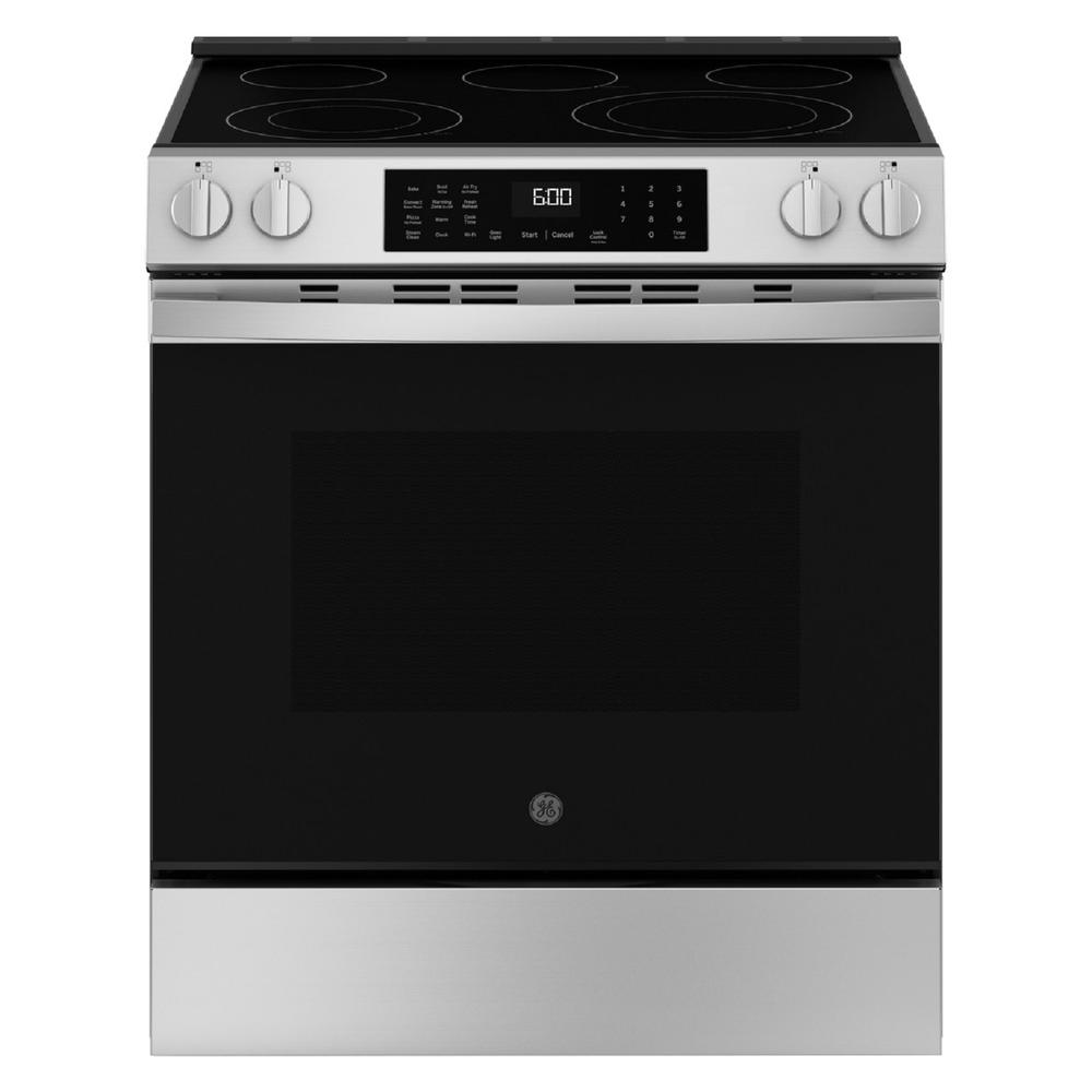 GE Appliances GRS600AVFS 30" Slide-In Electric Convection Range with No Preheat Air Fry and EasyWash™ Oven Tray - Stainless Steel