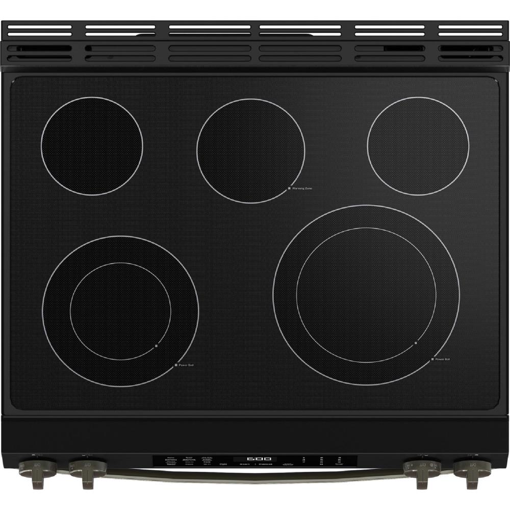 GE Appliances GRS600AVDS 30" Slide-In Electric Convection Range with No Preheat Air Fry and EasyWash&#8482; Oven Tray - Fingerprint Resistant Black Slate
