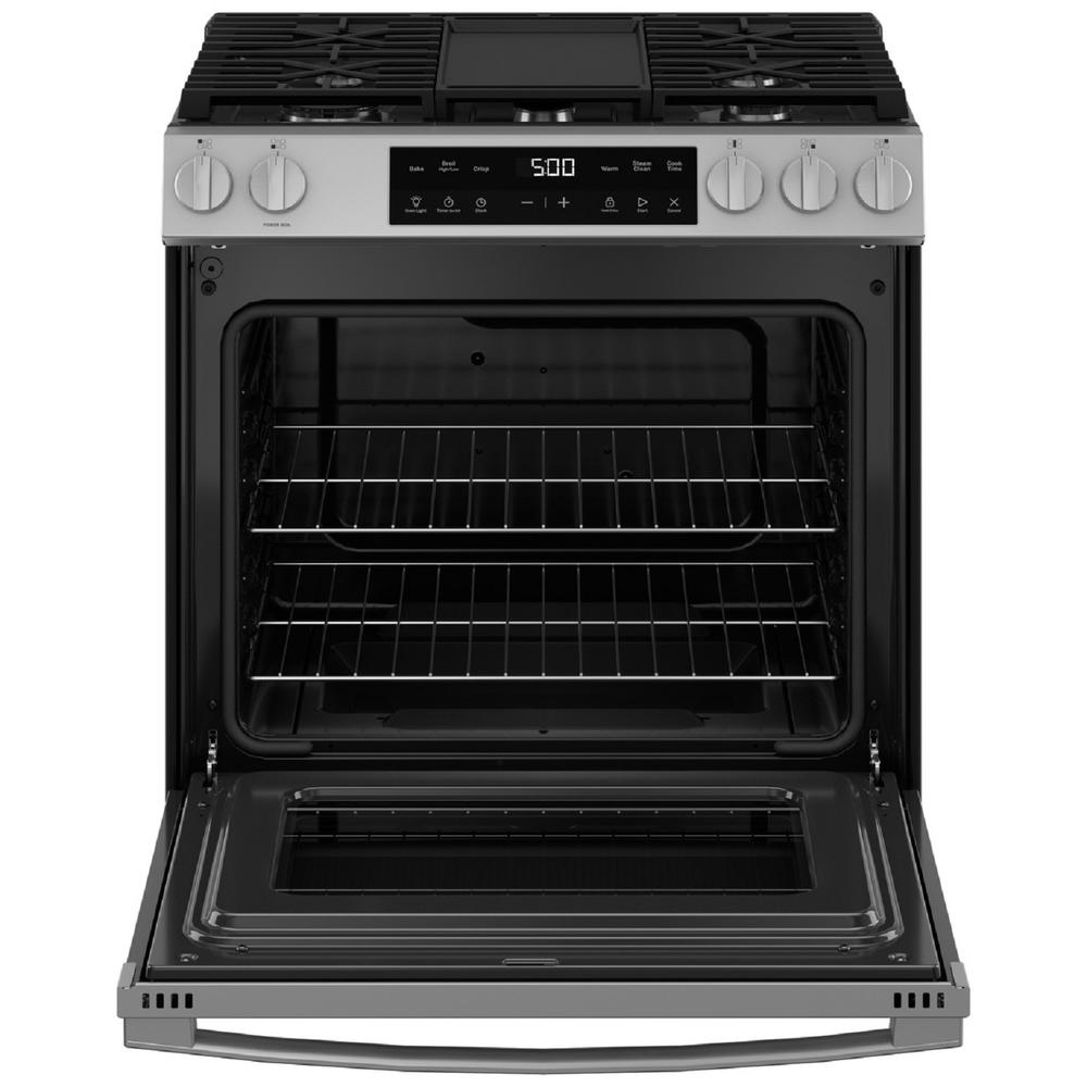 GE Appliances GGS500SVSS 30" Slide-In Front Control Gas Range - Stainless Steel