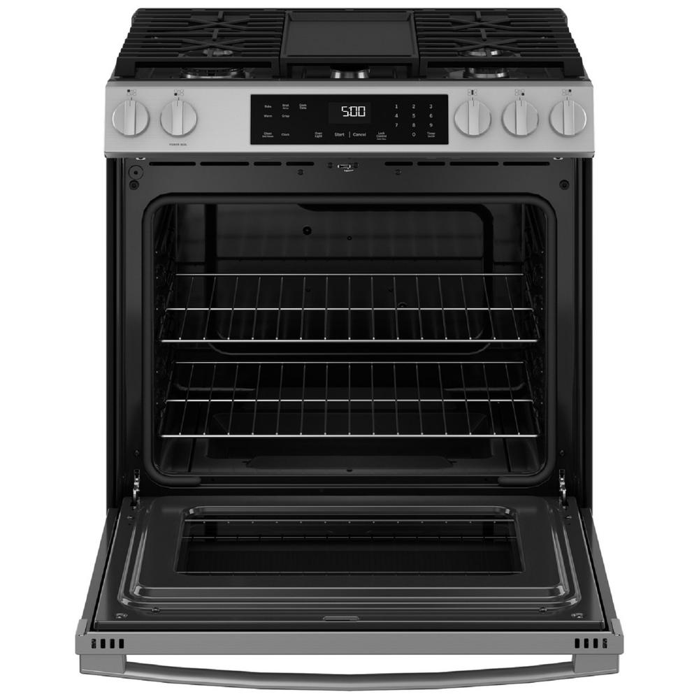 GE Appliances GGS500PVSS 30" Slide-In Front-Control Gas Range - Stainless Steel