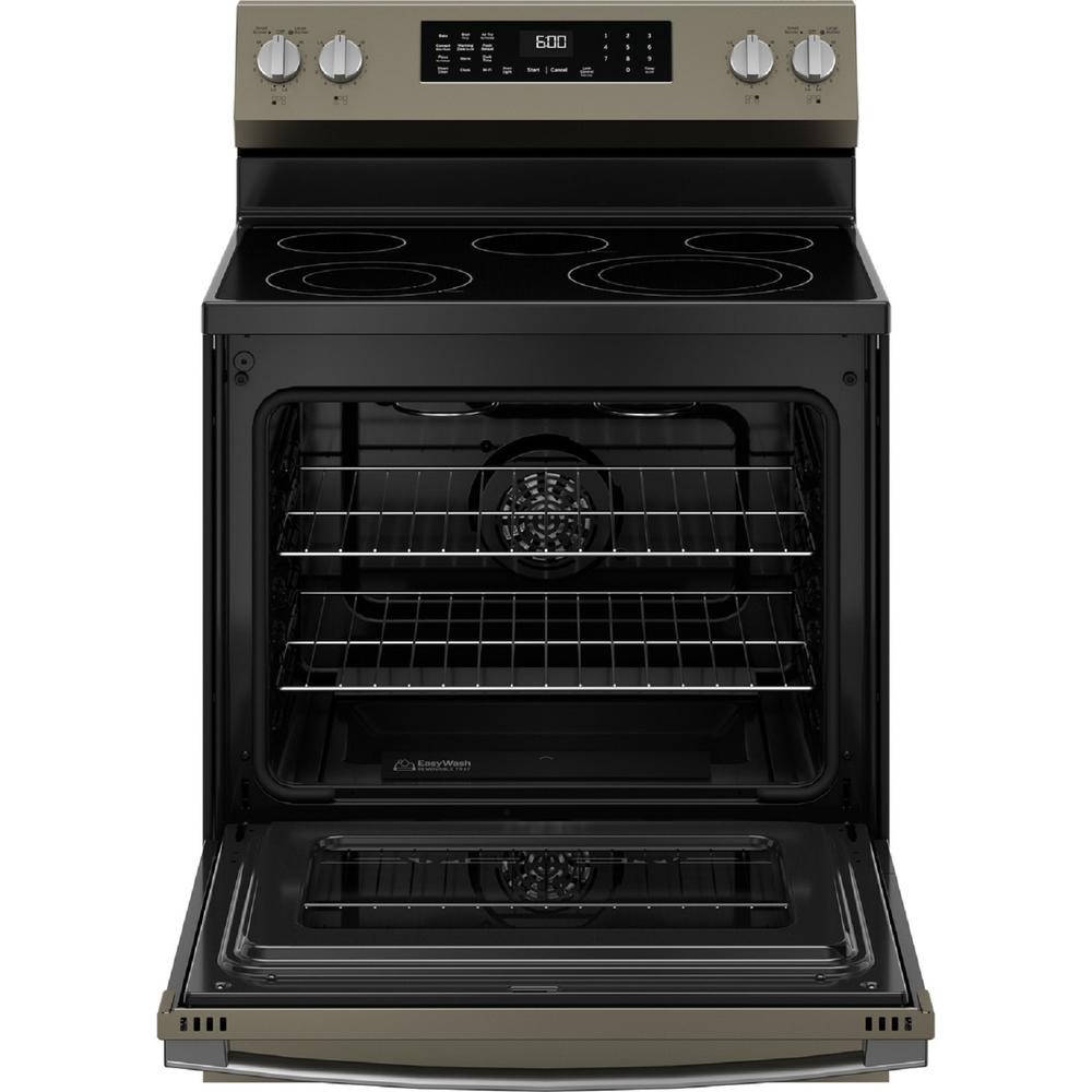 GE Appliances GRF600AVES 30" Free-Standing Electric Convection Range with No Preheat Air Fry and EasyWash&#8482; Oven Tray - Fingerprint Resistant Slate