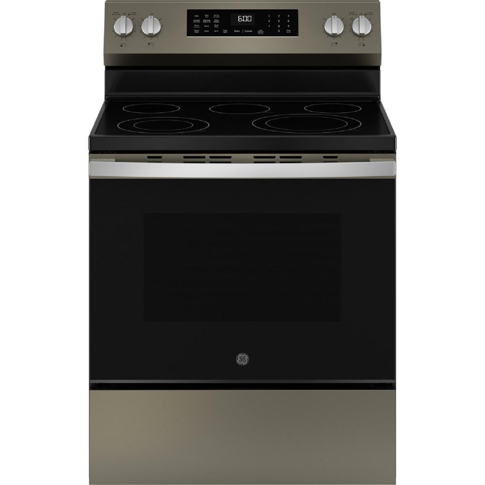 GE Appliances GRF600AVES 30" Free-Standing Electric Convection Range with No Preheat Air Fry and EasyWash™ Oven Tray - Fingerprint Resistant Slate