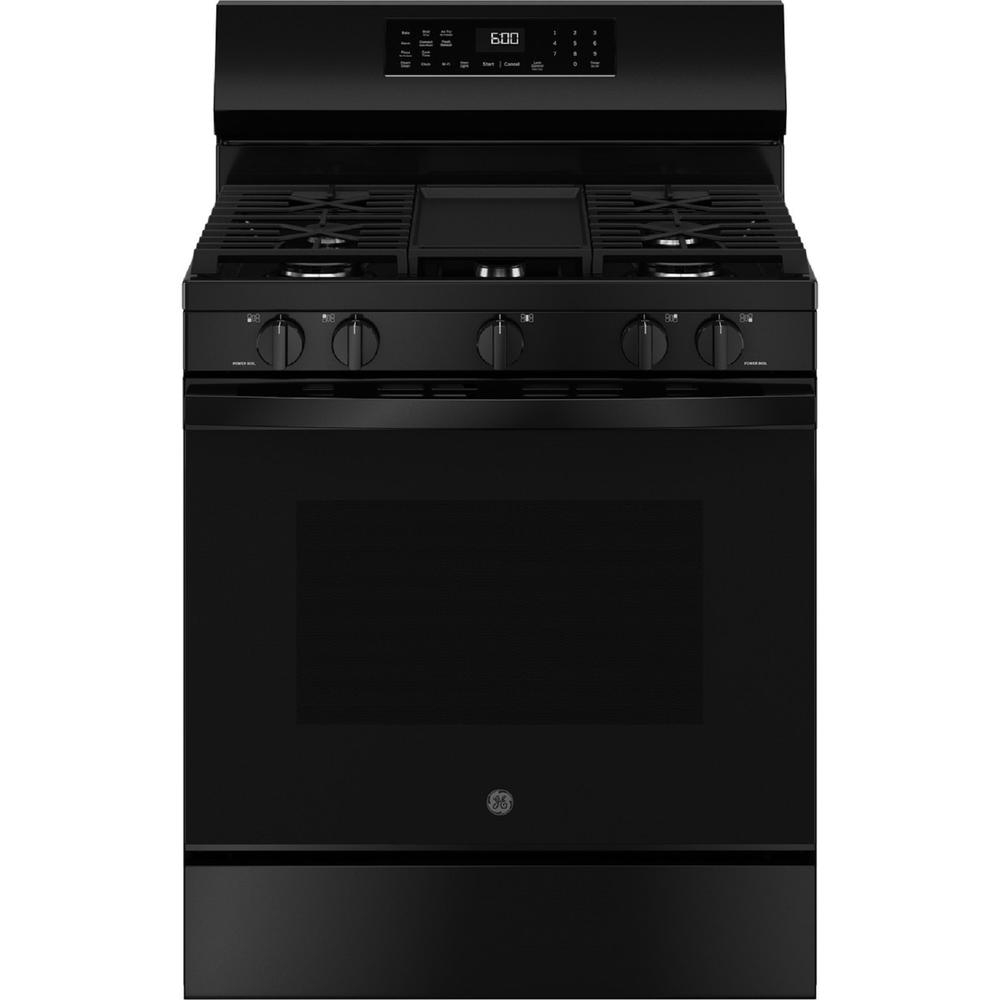 GE Appliances GGF600AVBB 30" Free-Standing Gas Convection Range with No Preheat Air Fry and EasyWash™ Oven Tray - Black