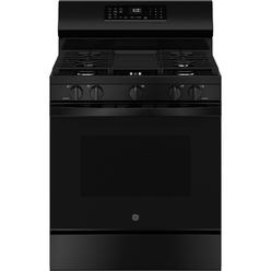 GE Appliances GGF600AVBB 30" Free-Standing Gas Convection Range with No Preheat Air Fry and EasyWash&#8482; Oven Tray - Black