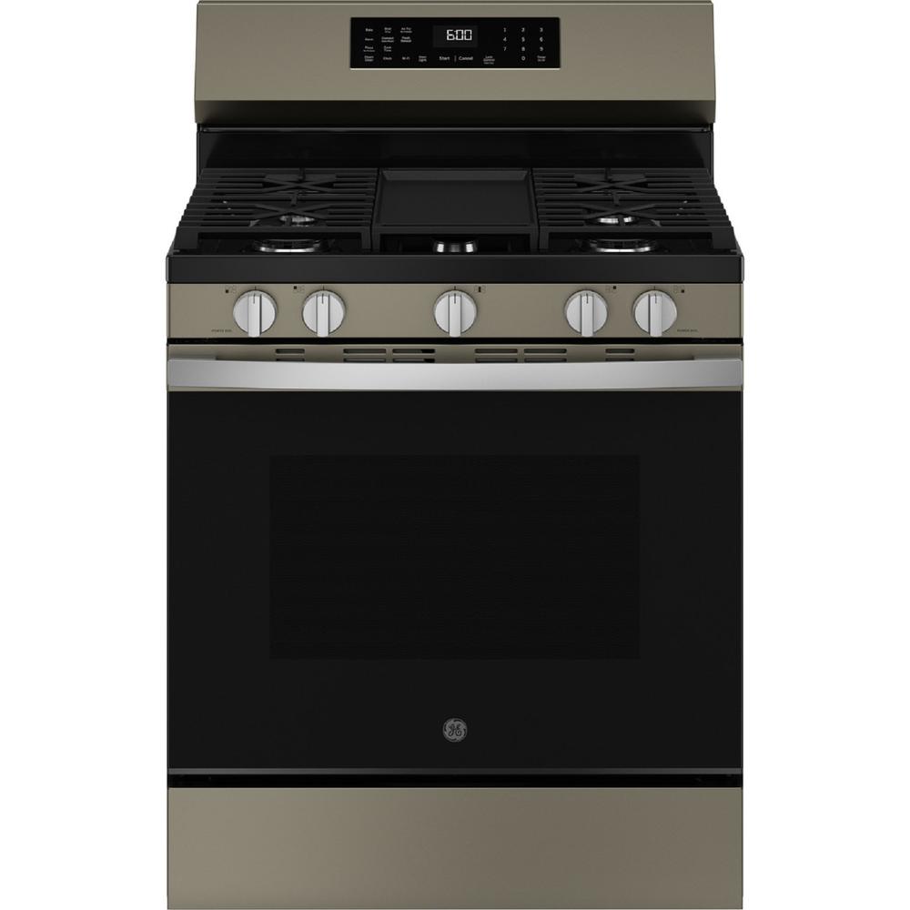 GE Appliances GGF600AVES 30" Free-Standing Gas Convection Range with No Preheat Air Fry and EasyWash™ Oven Tray - Fingerprint Resistant Slate