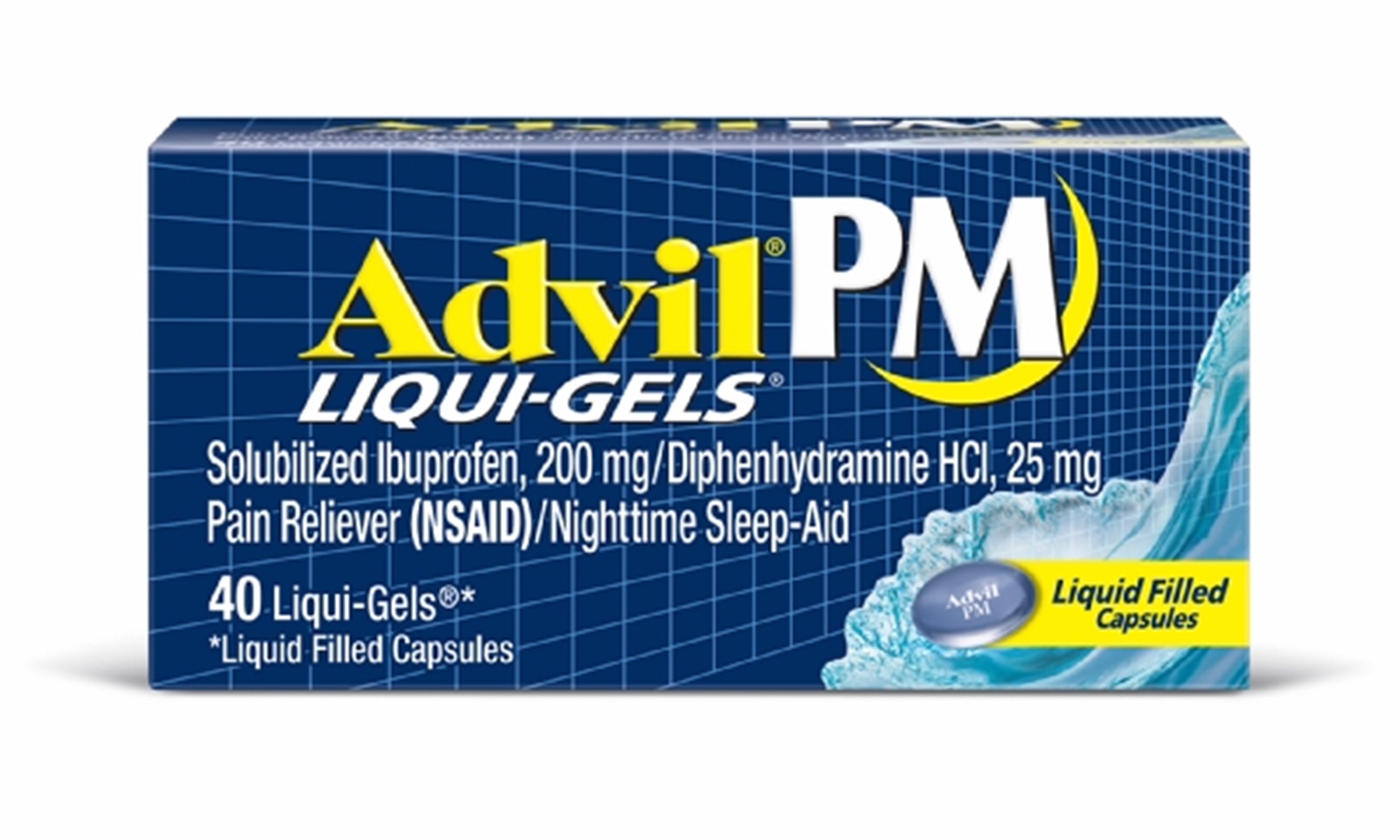 PM Liqui-Gels Ibuprofen Pain Reliever (NSAID)/Nighttime Sleep-Aid Liquid Filled Capsules  40 ct.
