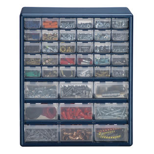 Stack On 18 Drawer Plastic Parts Cabinet With Removable Drawers