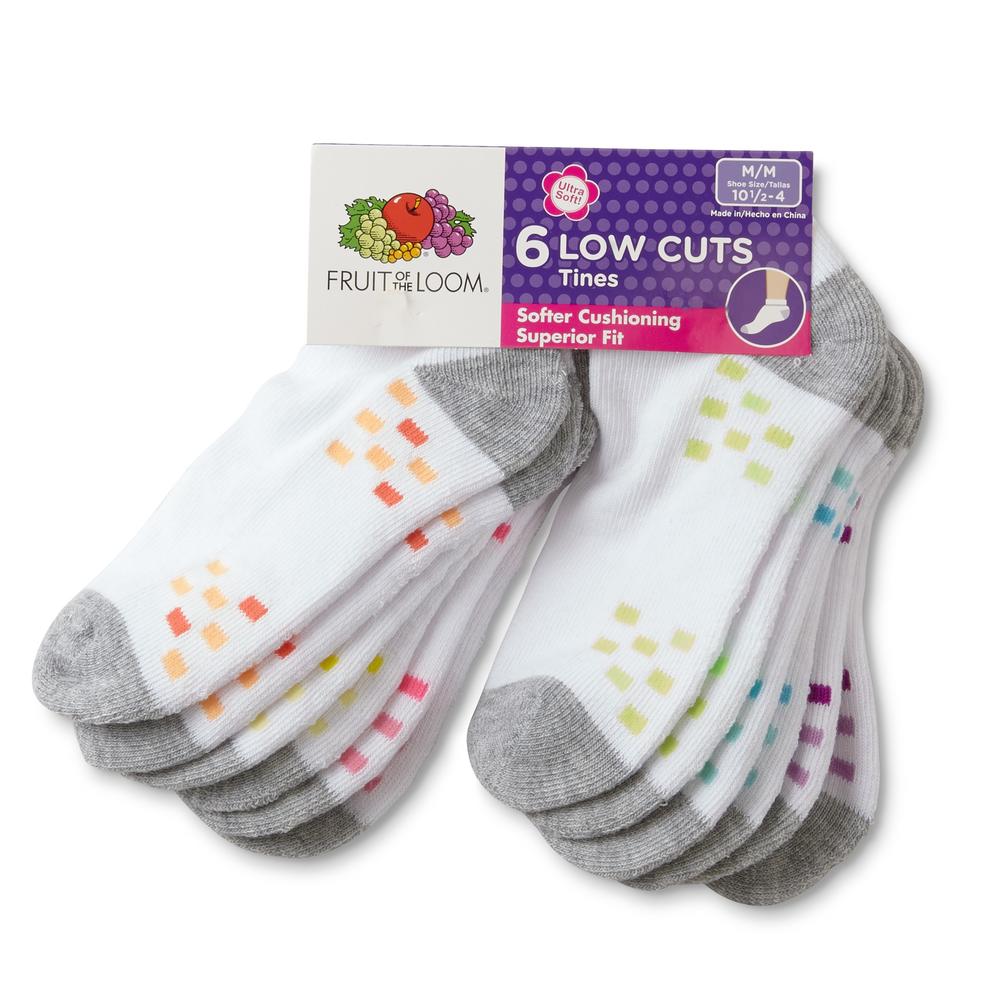 Fruit of the Loom Girl's 6-Pairs Ankle Socks - Squares