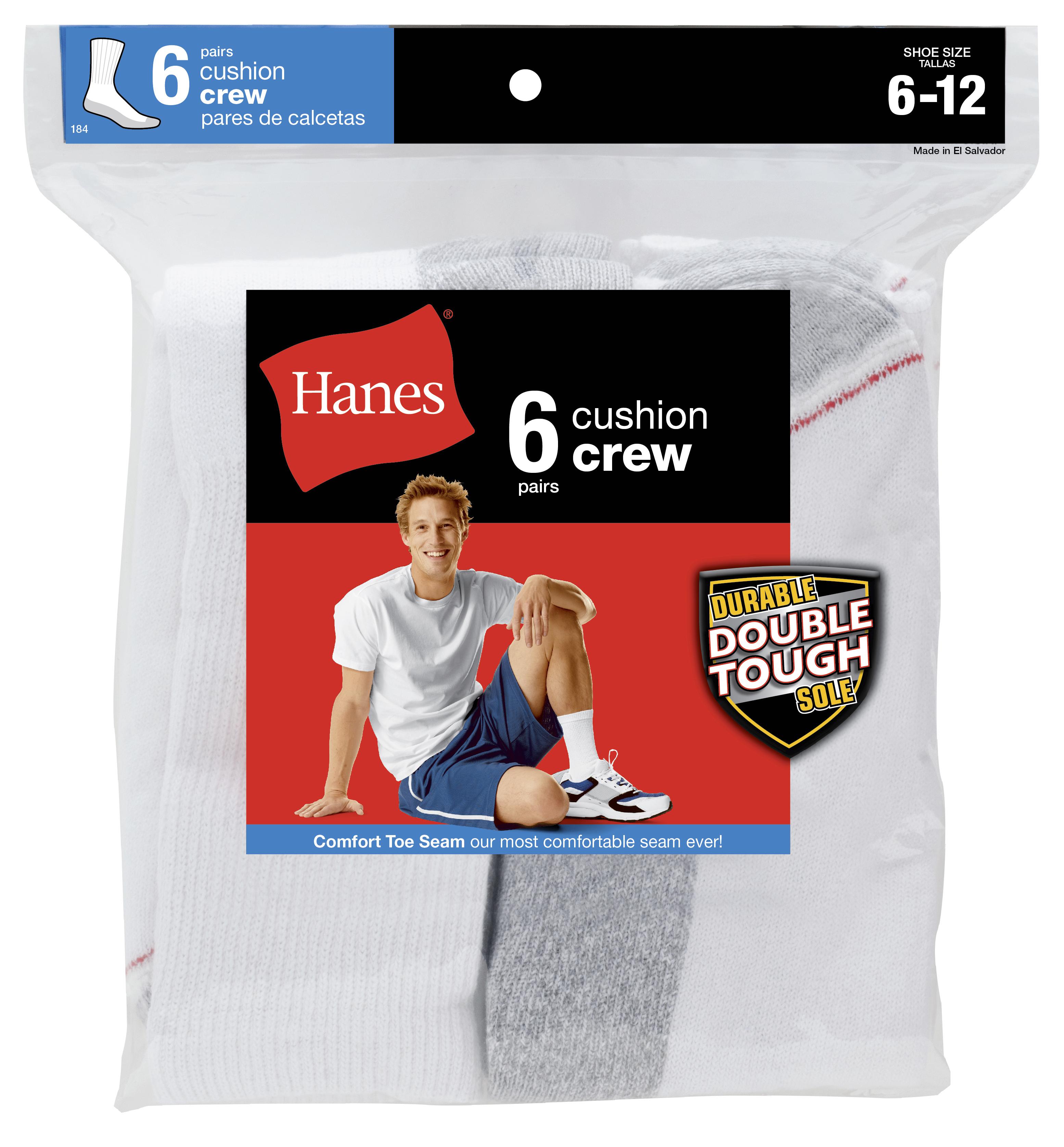 Hanes Socks, Cushion Crew, Men's, 6 pairs Shop Your Way Online Shopping & Earn Points on
