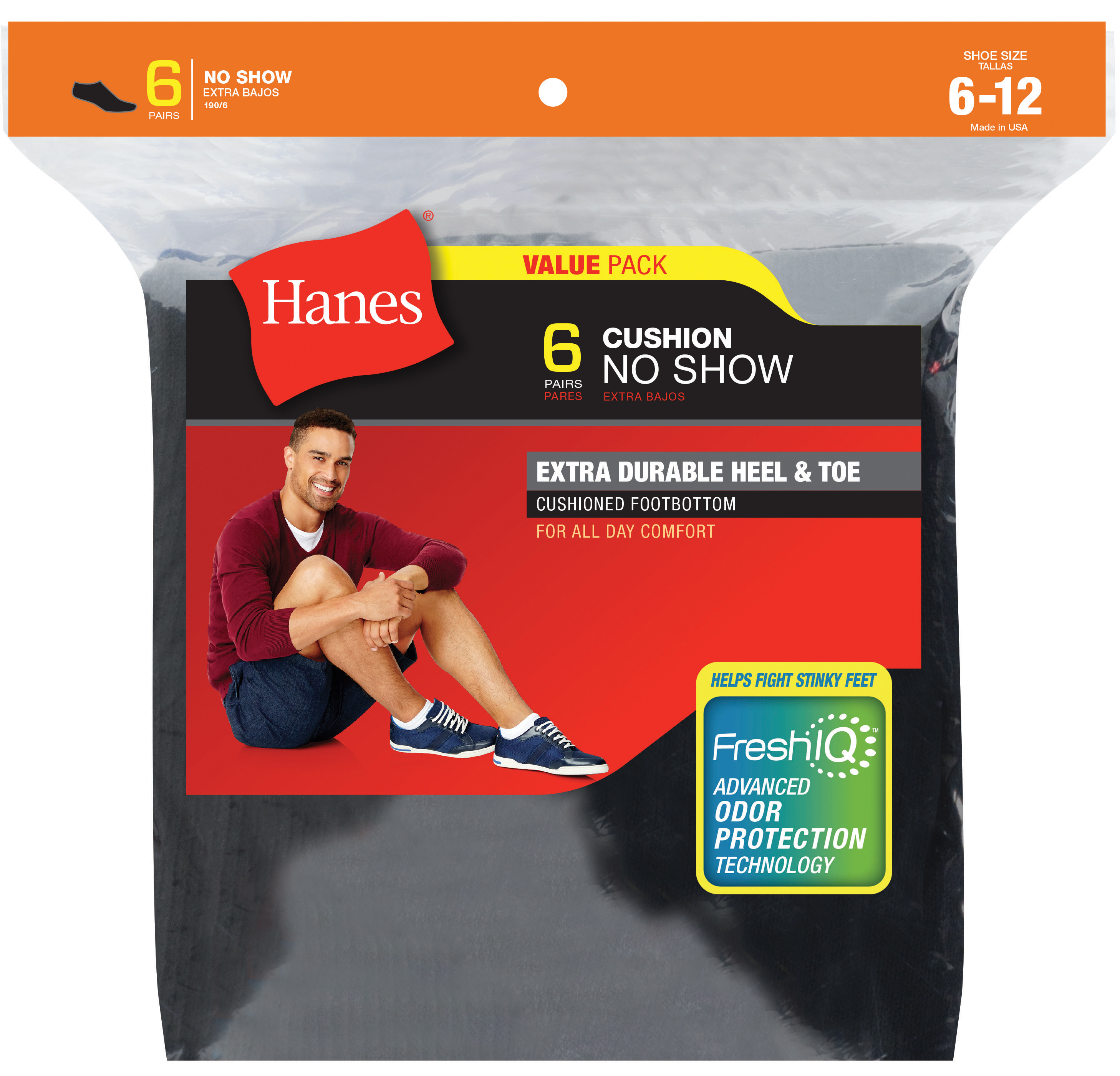 Hanes Men's 6-Pairs No-Show Socks, Size: One size Hanes Men's 6-Pairs No-Show Socks, Size: One size