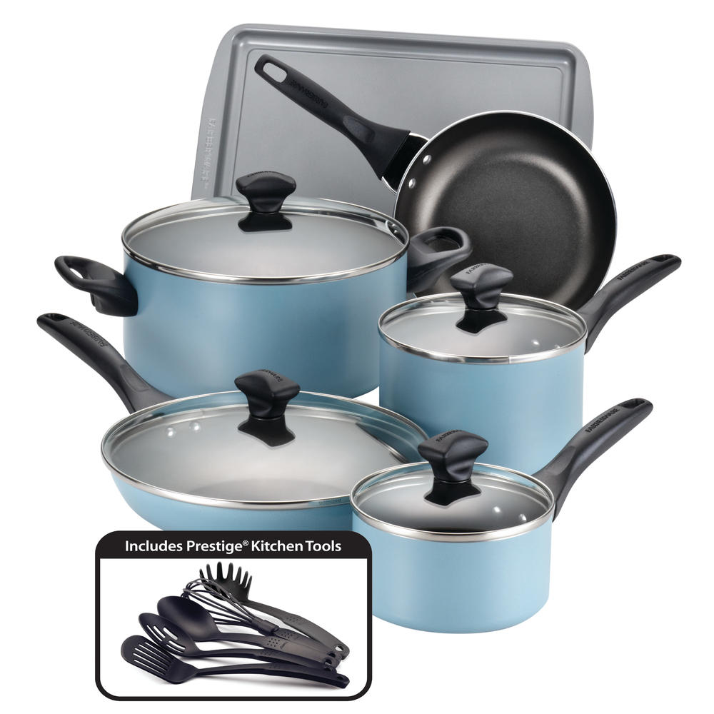 Farberware 15-Piece Cookware Set &#8211; Aqua