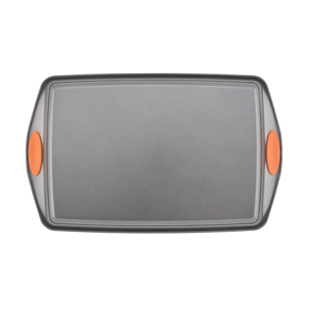 Rachael Ray Yum-o! Nonstick Bakeware 9-Inch by 13-Inch Oven Lovin&#8217; Rectangle Cake Pan, Gray with Orange Handles