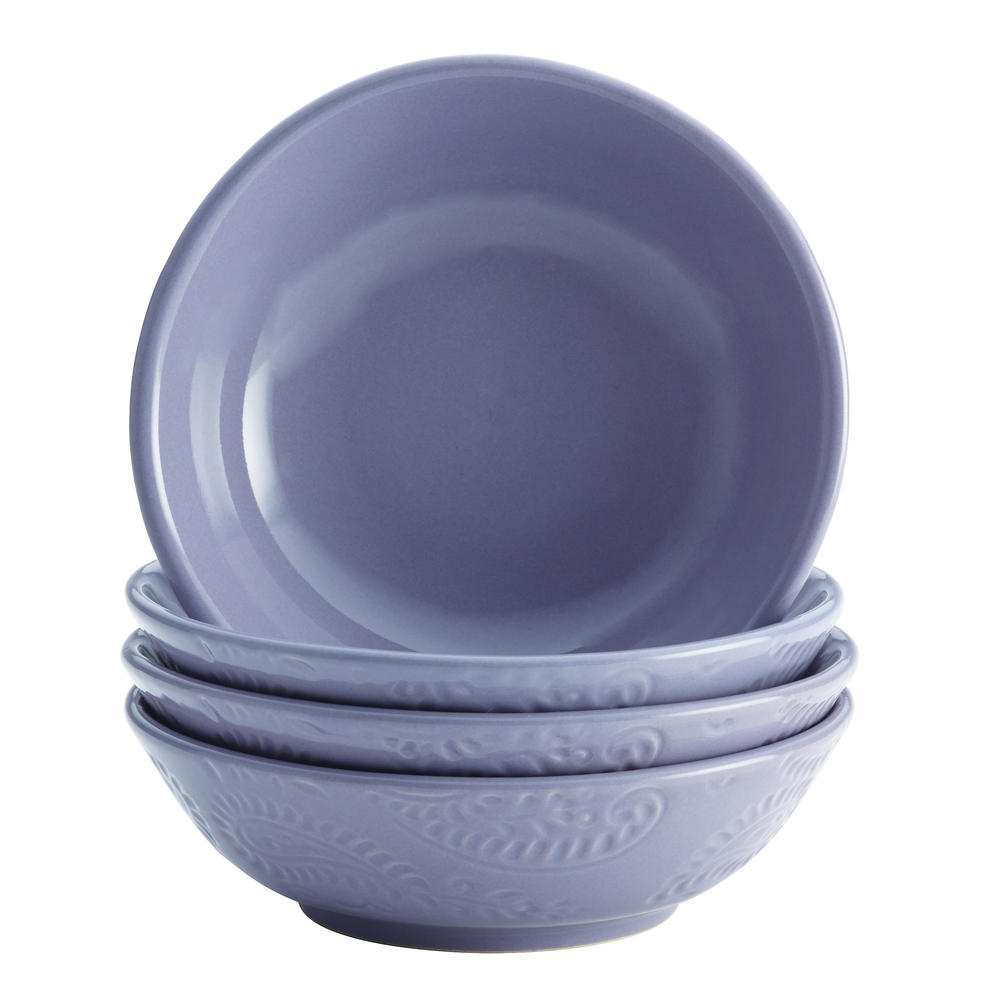Bonjour Dinnerware Paisley Vine 4-Piece Stoneware Fruit Bowl Set, Lavender