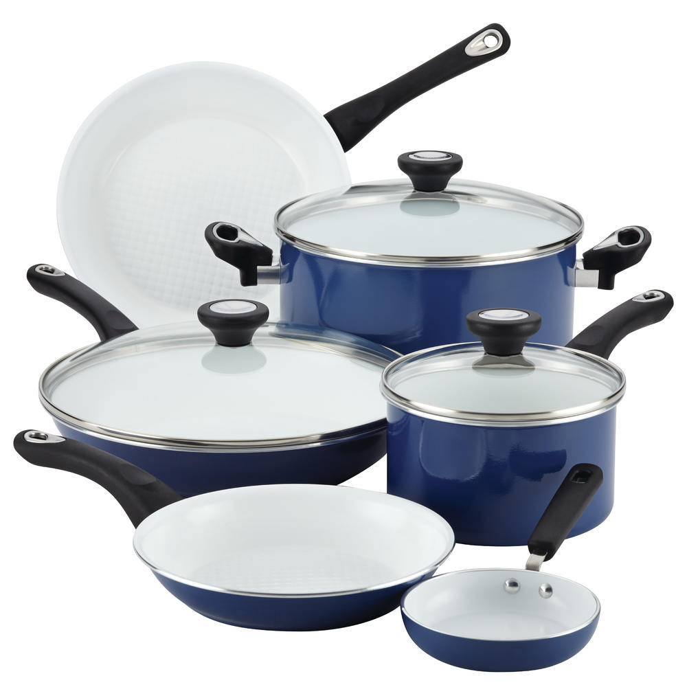 Farberware &#174; PURECOOK(tm) Ceramic Nonstick Cookware 12-Piece Cookware Set, Blue