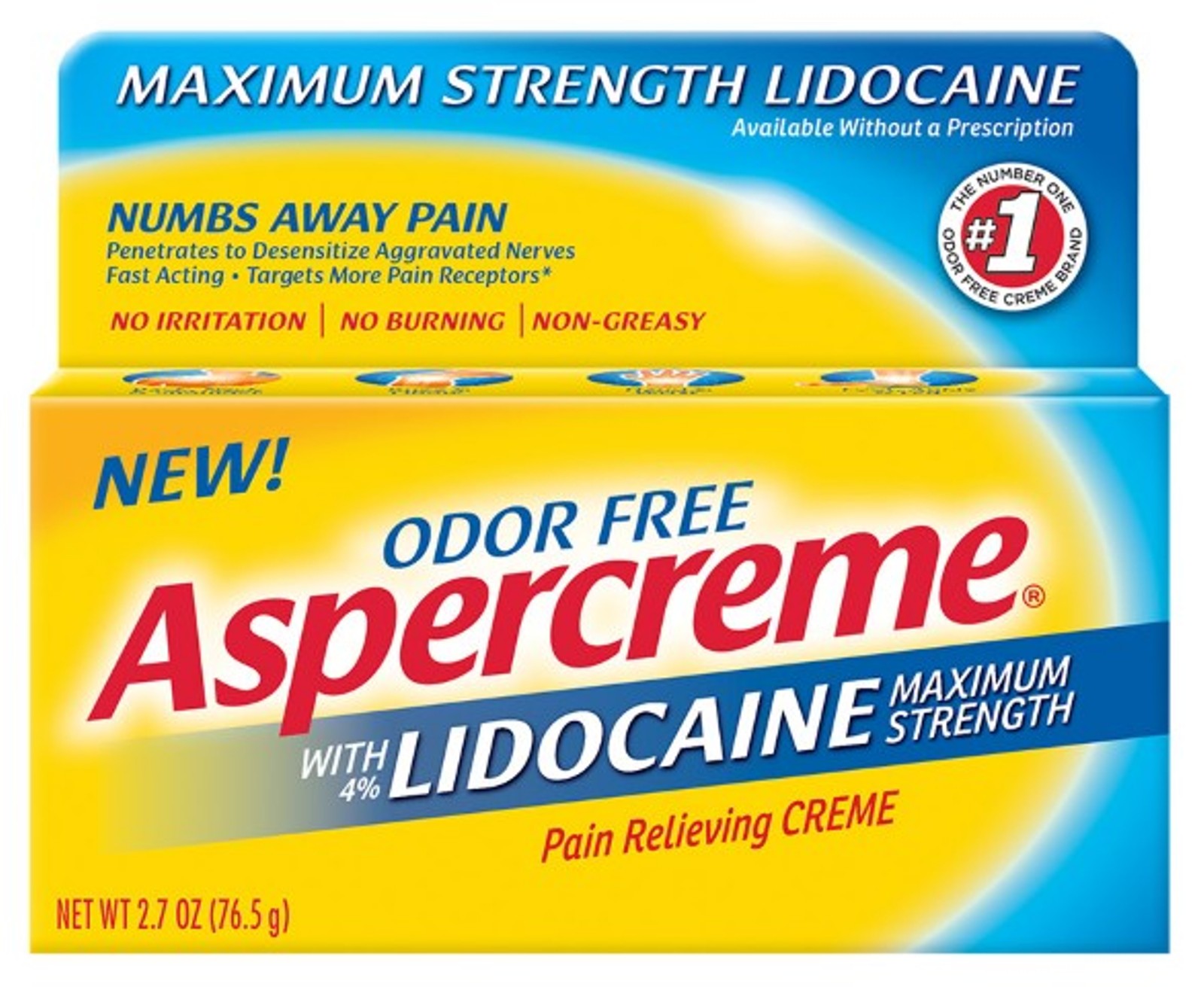 Aspercreme With Lidocaine Pain Relieving Cream, 2.7 Oz.