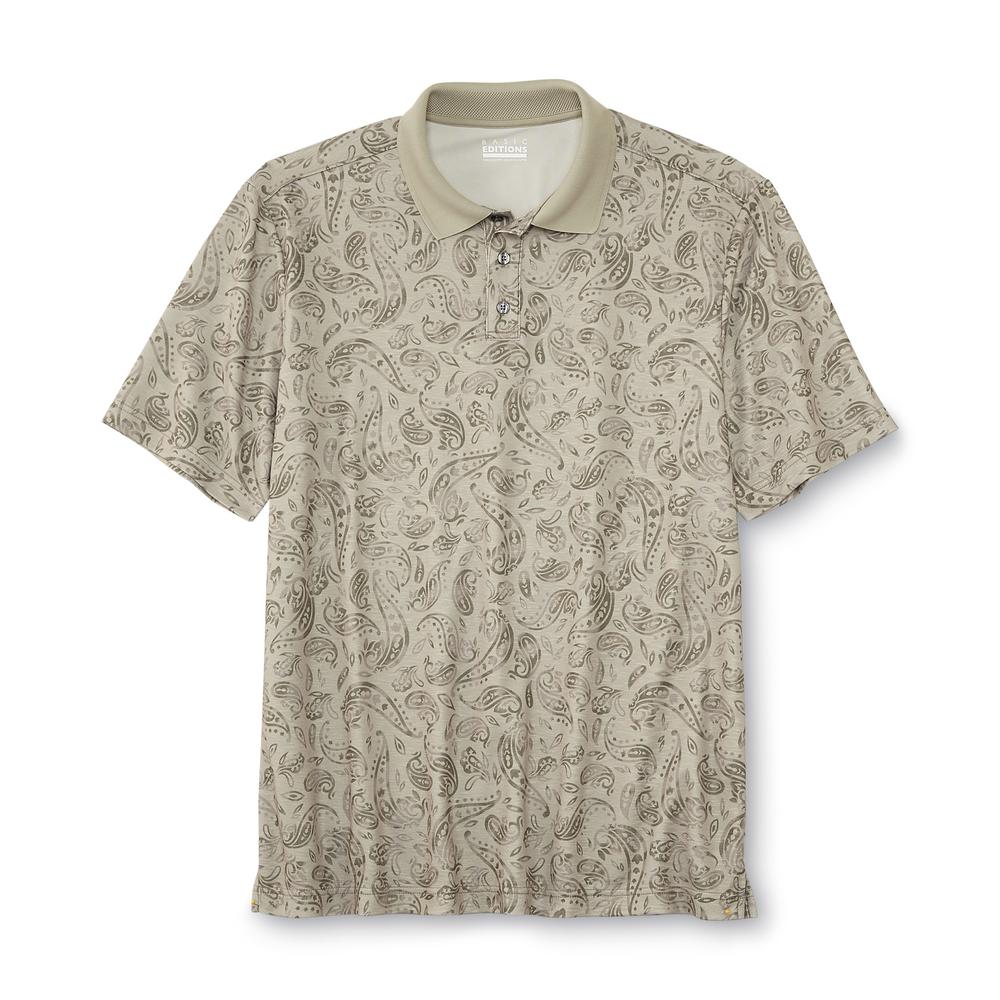 Basic Editions Men's Big & Tall Microfiber Polo Shirt - Paisley Print