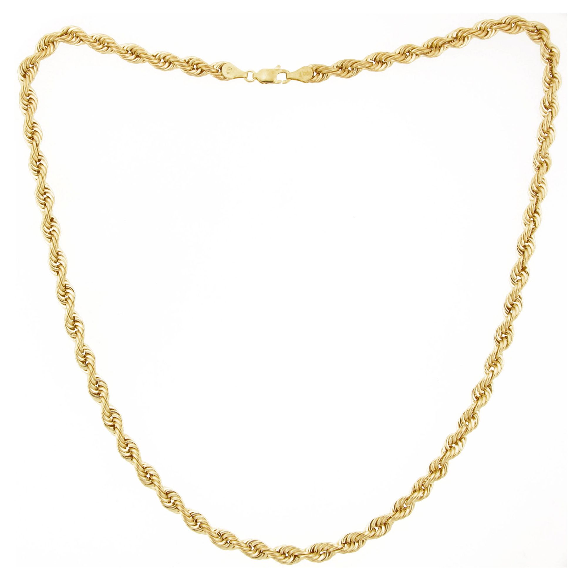 10K Yellow Gold 5mm 24 Inch Rope Necklace