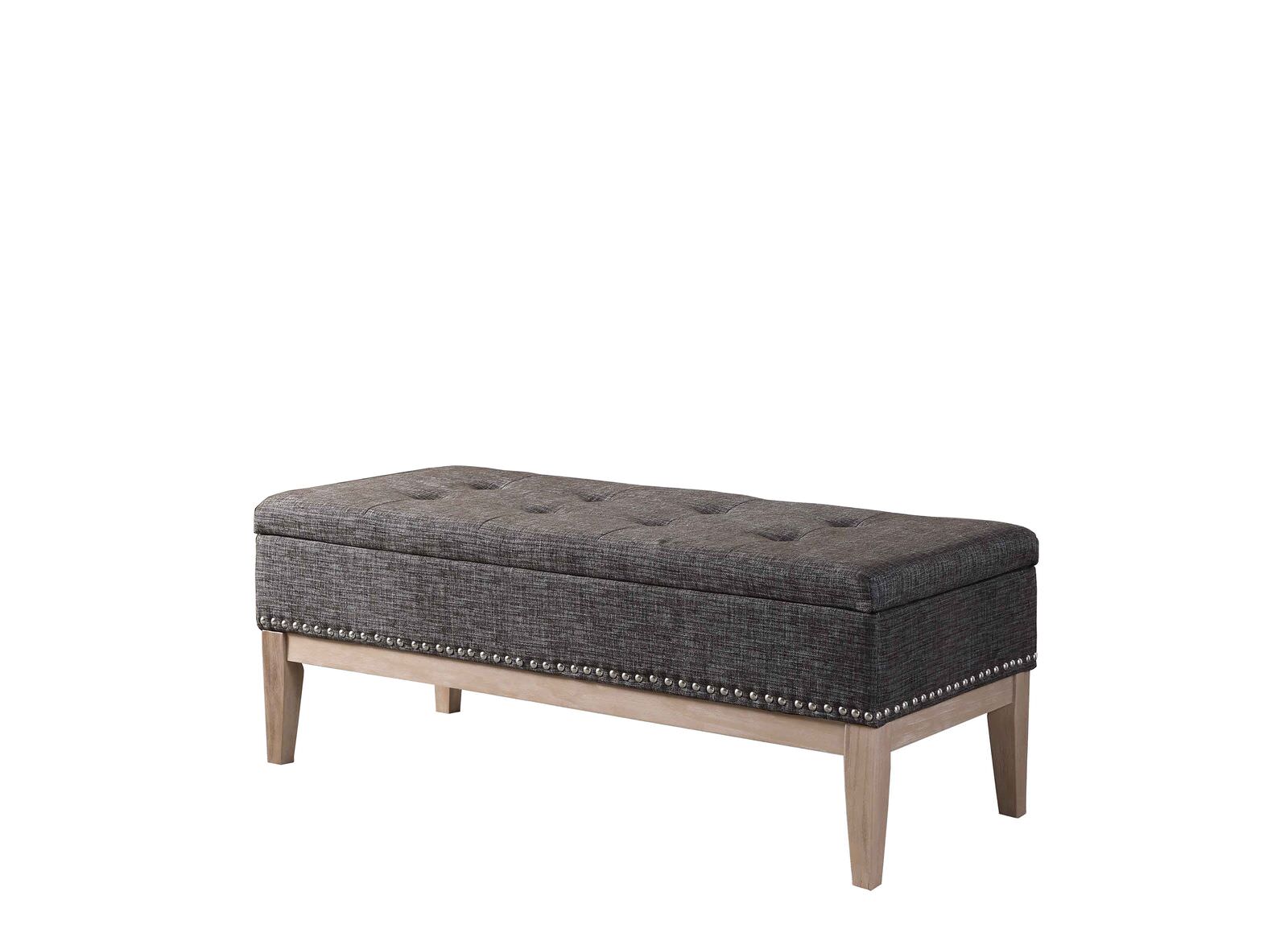 Ore International 18" Tufted Mid-Century Storage Bench with Nail head Trim