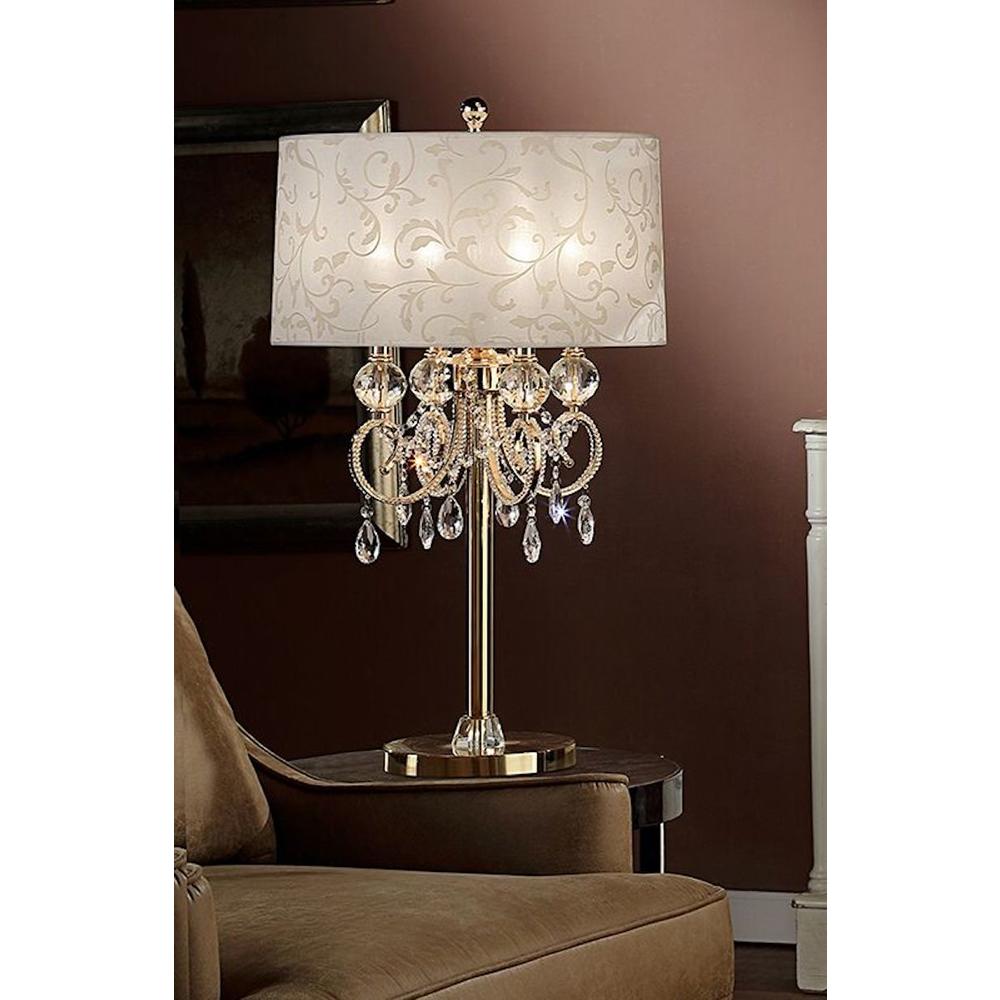 Ore International 32.5" in Aurora Barocco Shade Crystal Gold Table Lamp