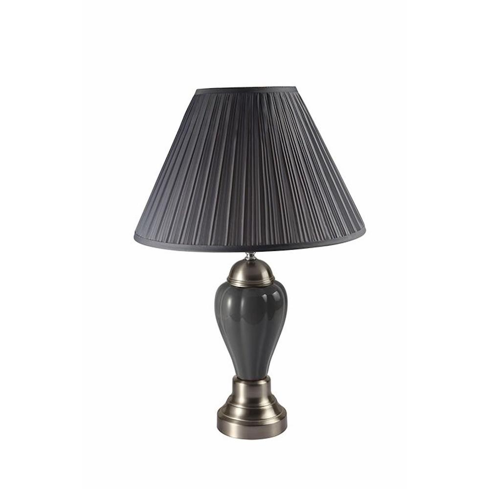 Ore International 27"in Ceramic and Metal Table Lamp-Silver/Gray