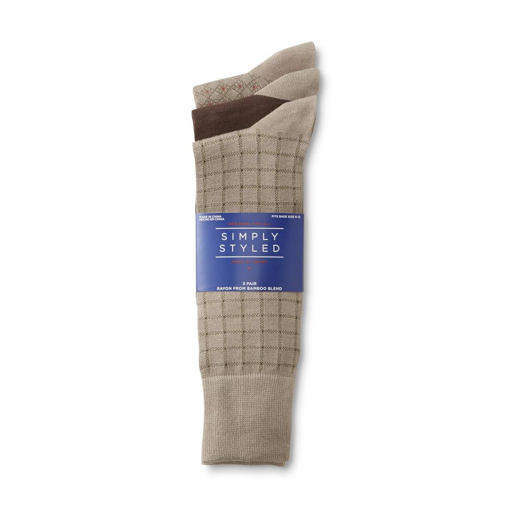 Simply Styled Men's 3-Pairs Patterned Dress Socks