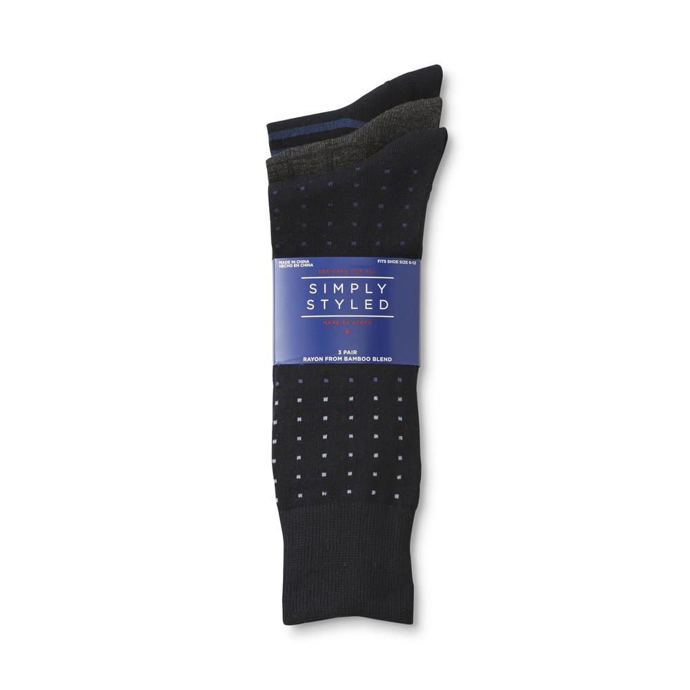 Simply Styled Men's 3-Pairs Patterned Dress Socks