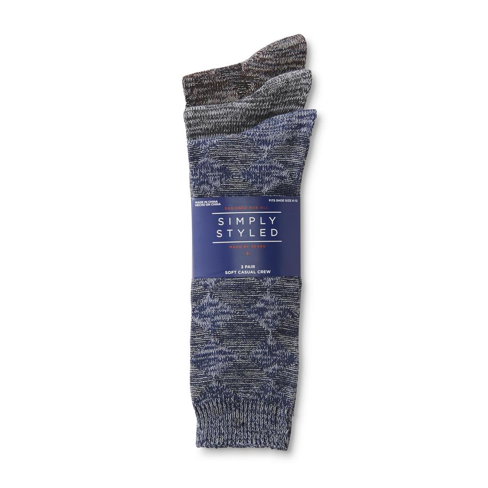 Simply Styled Men's 3-Pairs Crew Socks - Marled