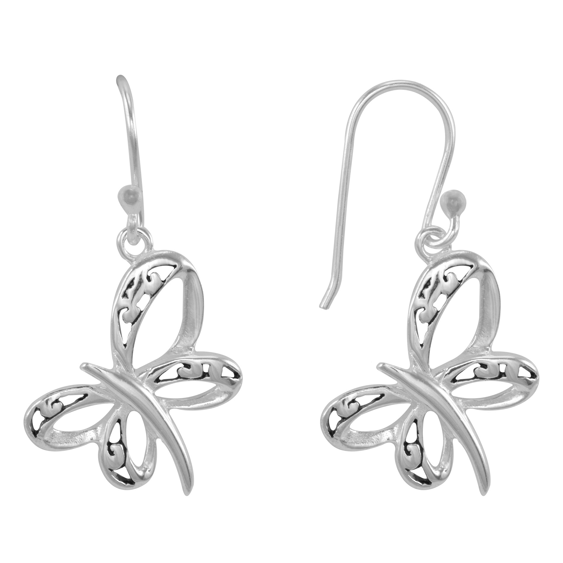 Sterling Silver Butterfly Drop Earrings Sterling Silver Butterfly Drop Earrings