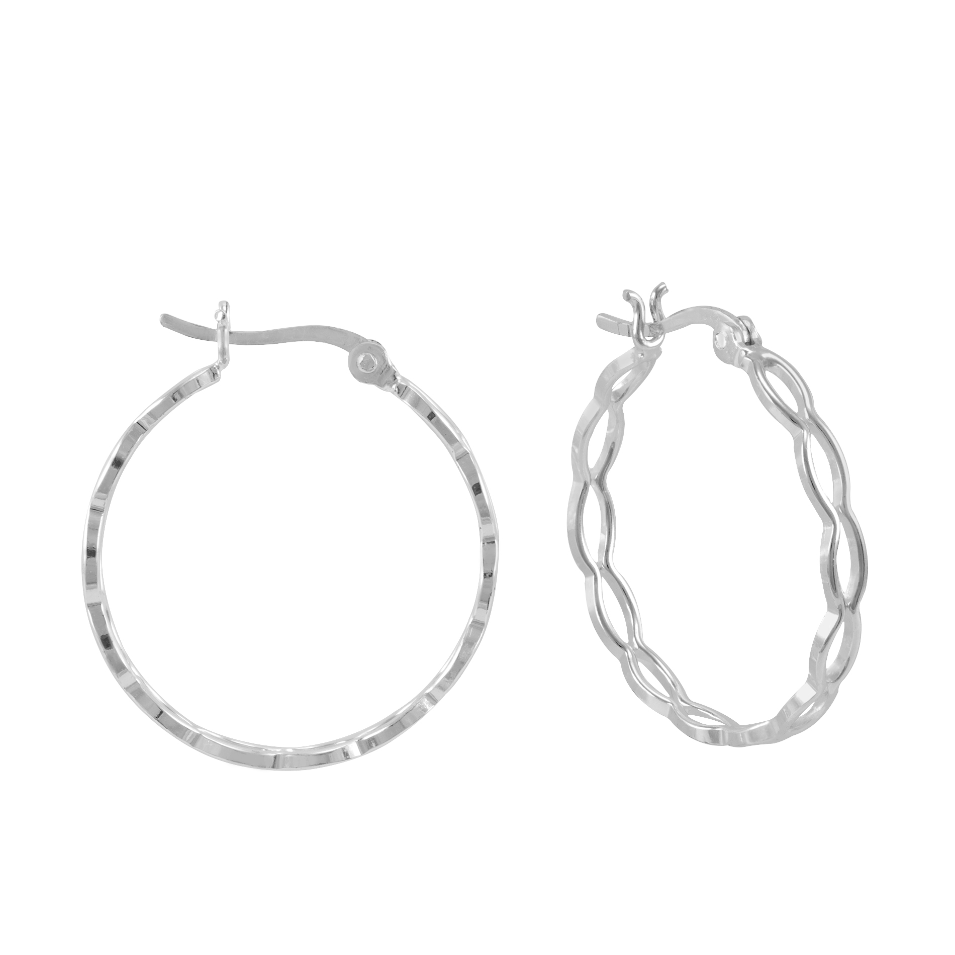 Sterling Silver Zig-Zag Hoop Earrings Sterling Silver Zig-Zag Hoop Earrings