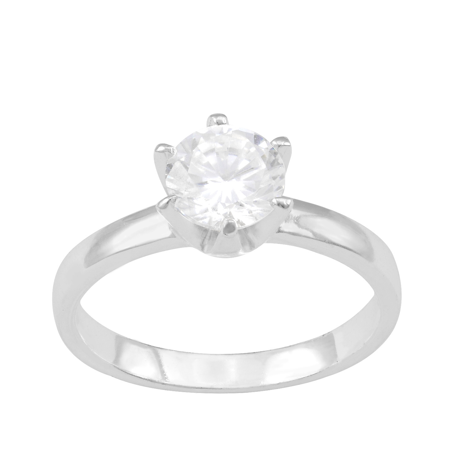 Sterling Silver Cubic Zirconia Solitaire Ring - Size 8, Clear Sterling Silver Cubic Zirconia Solitaire Ring - Size 8, Clear