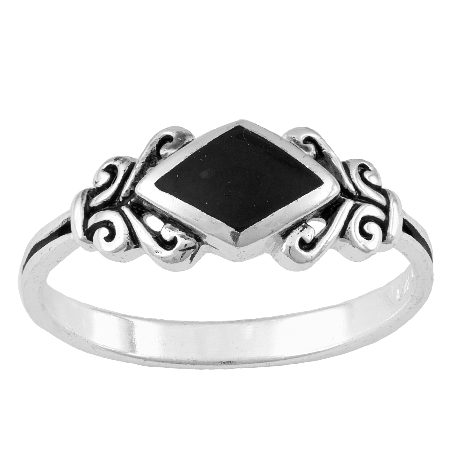 Sterling Silver Onyx Triangle Ring - Size 8, Black Sterling Silver Onyx Triangle Ring - Size 8, Black