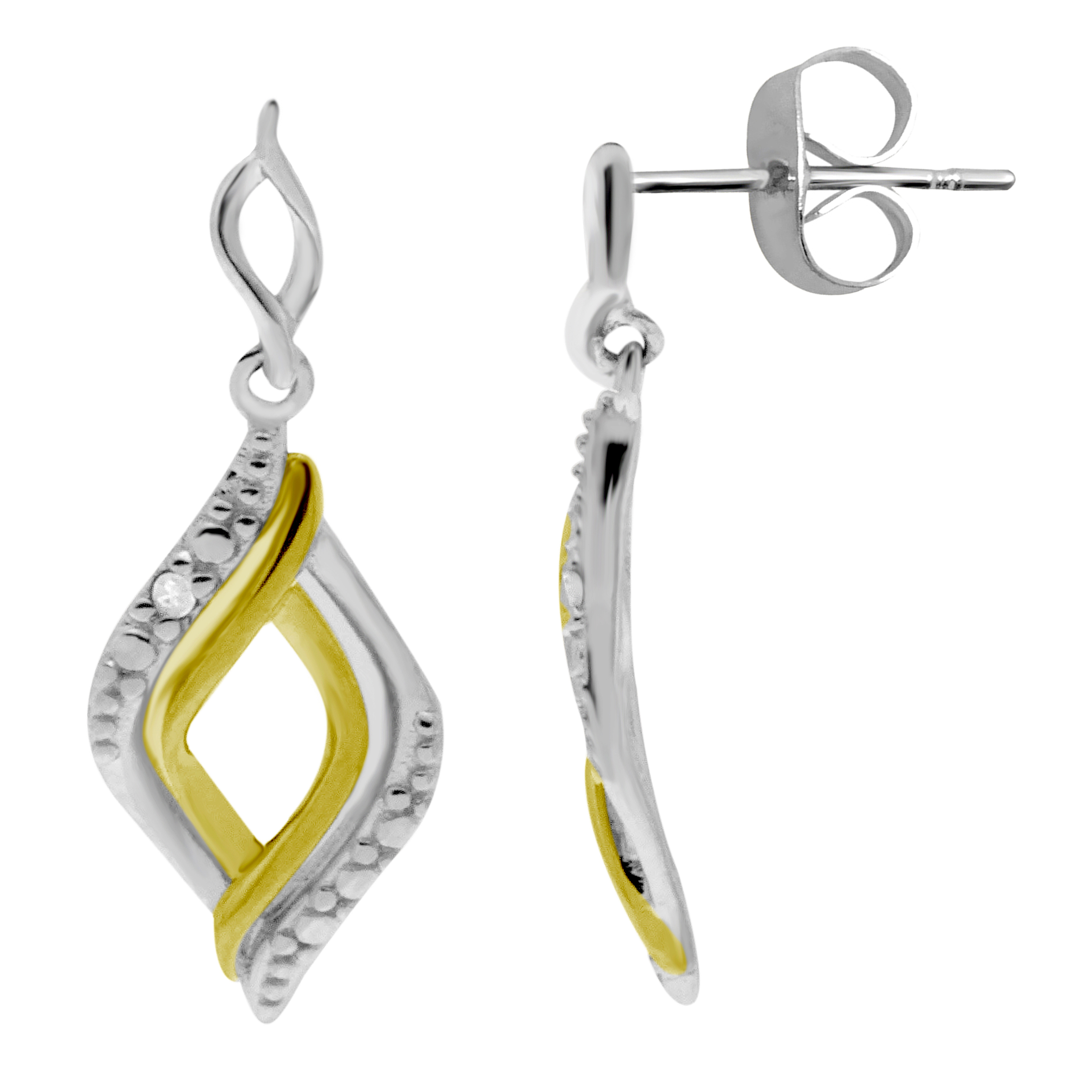 Fine Silver Plated Diamond Accent Drop Earrings Fine Silver Plated Diamond Accent Drop Earrings