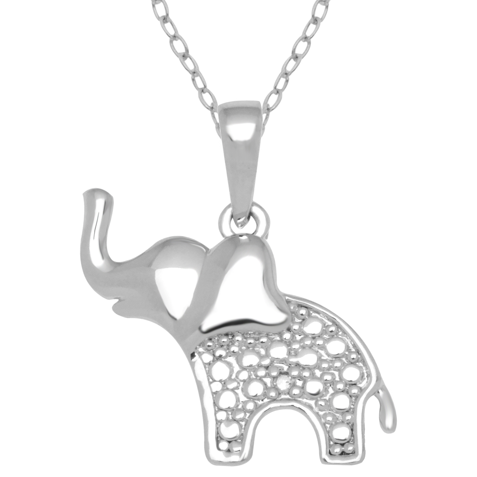 Fine Silver Plated Diamond Accent Elephant Pendant Fine Silver Plated Diamond Accent Elephant Pendant