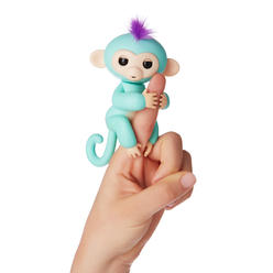 WowWee Fingerlings - Interactive Baby Monkey - Zoe (Turquoise with Purple Hair) By WowWee