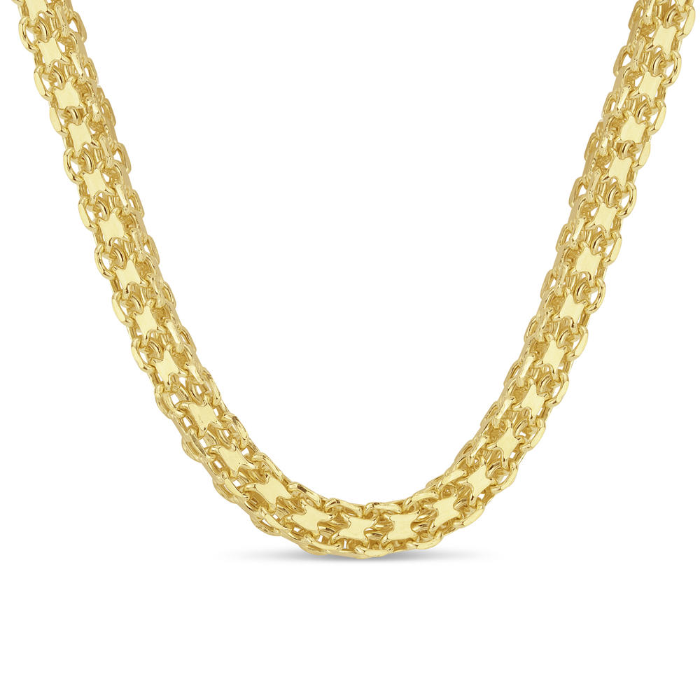 Gold over Sterling Silver Rolo Square Necklace, 20 Inch