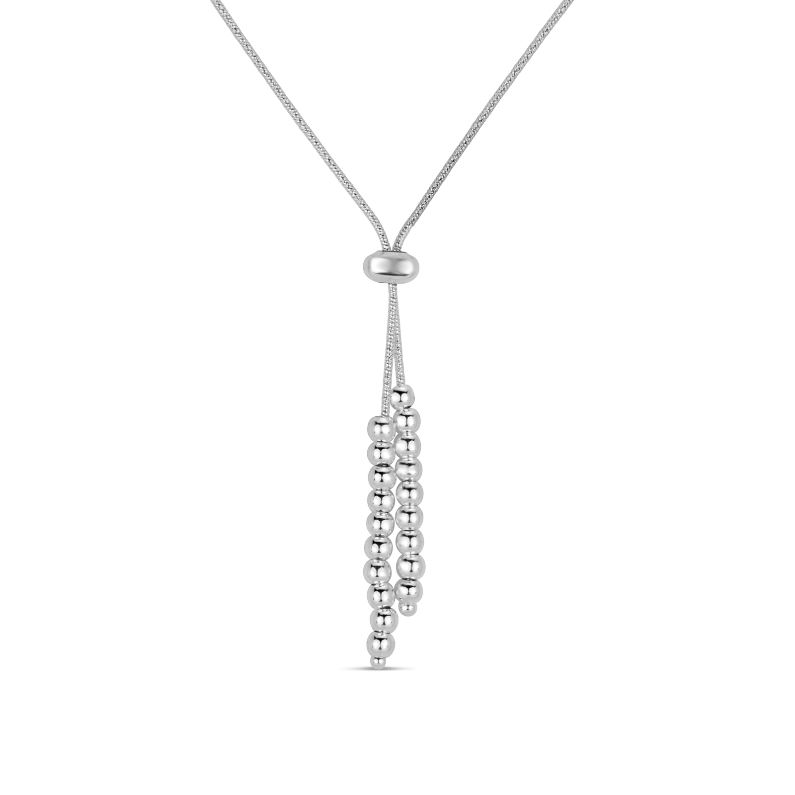 Sterling Silver Y-Necklace with Beaded Tassel, 20 Inch