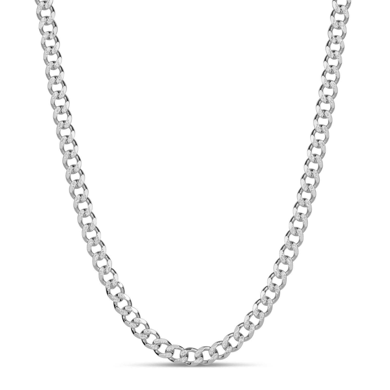 Sterling Silver Pav&#233; Curb 150 Guage 30 Inch Necklace