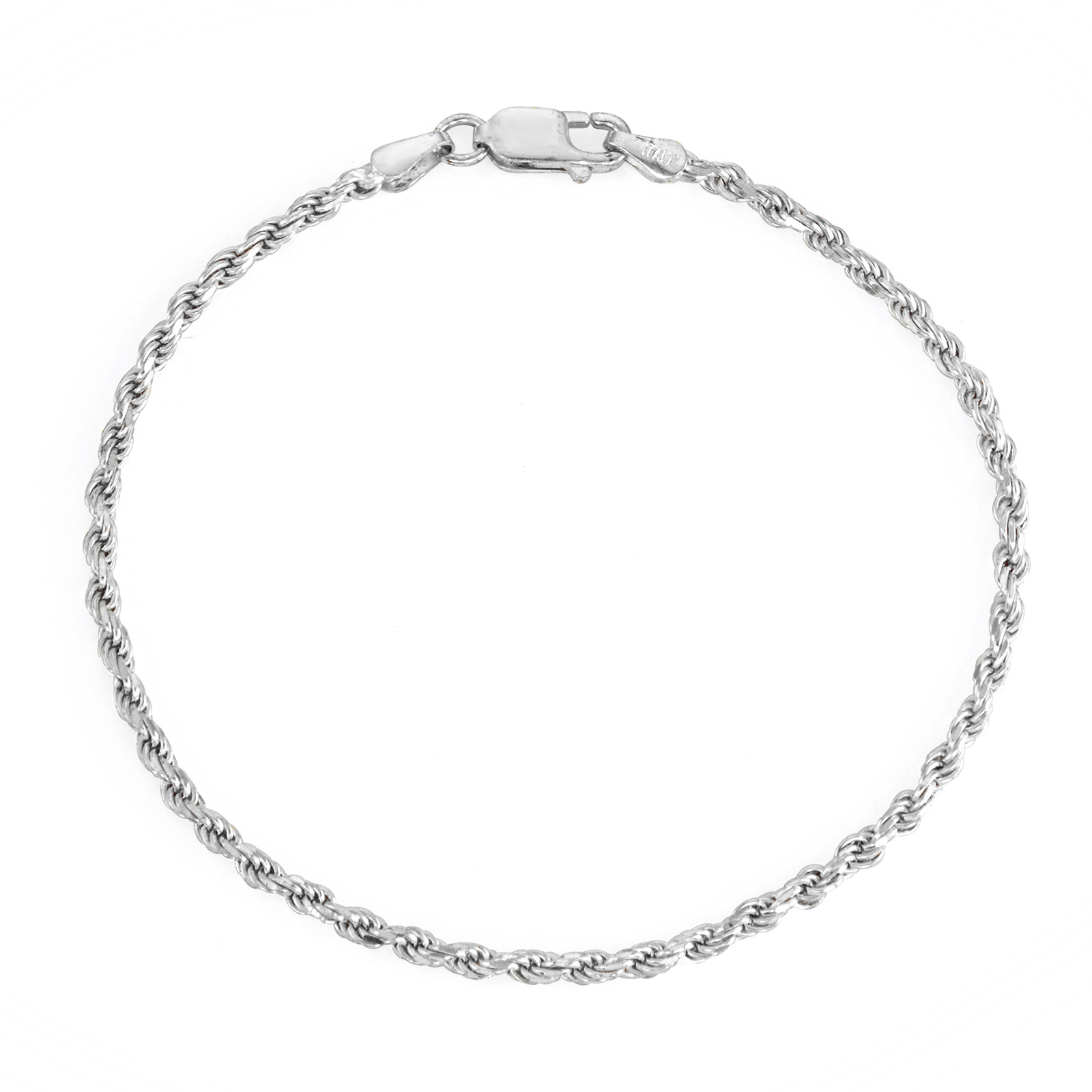 Sterling Silver Diamond Cut Rope 040 8 Inch Bracelet