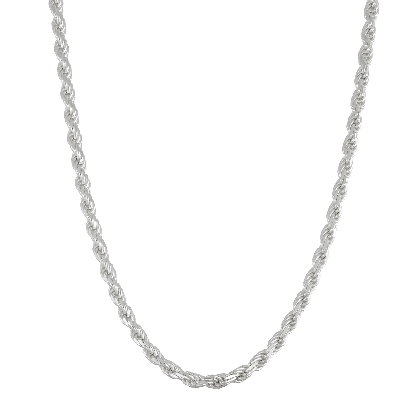 Sterling Silver Diamond Cut Rope 18 Inch Necklace