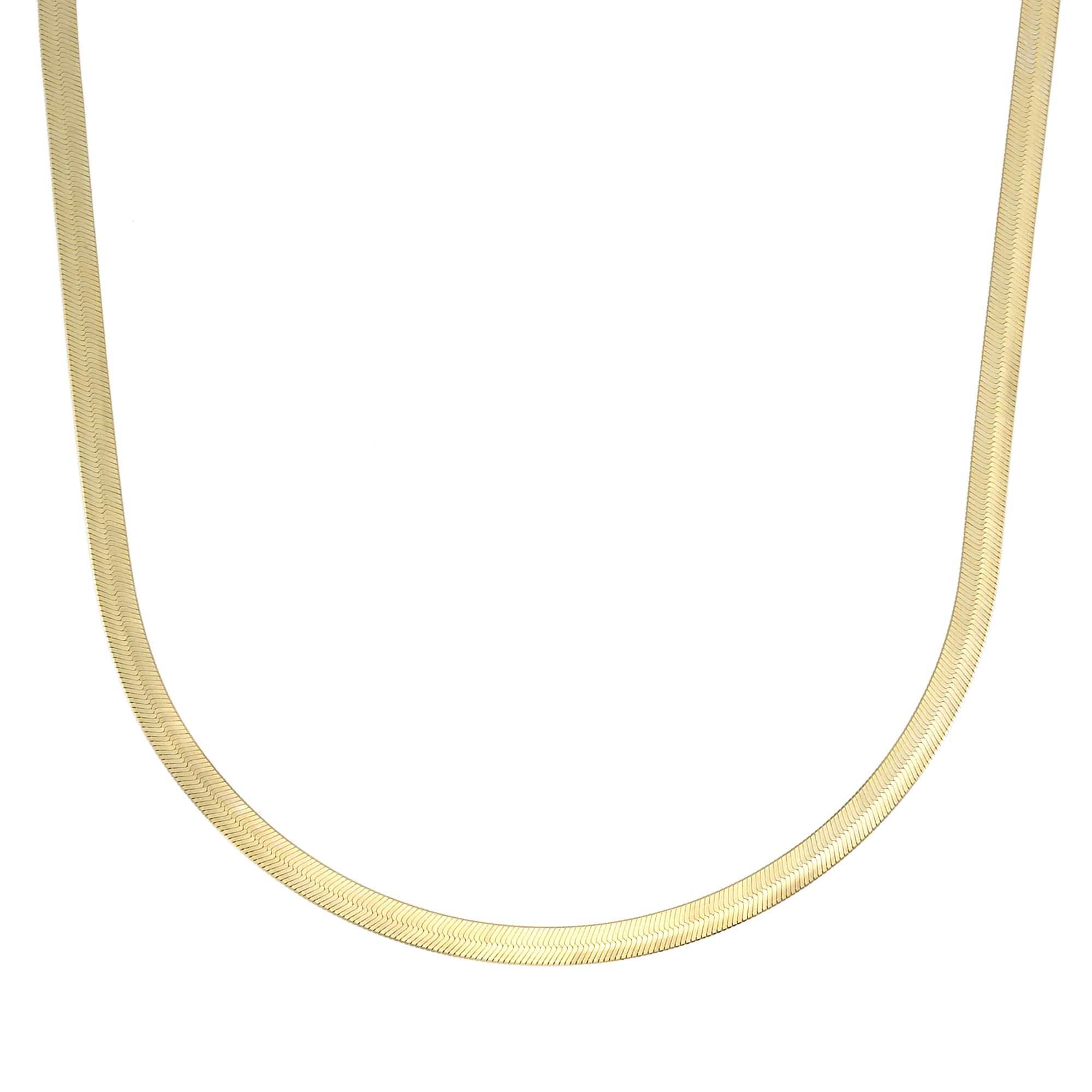 24k Gold over Sterling Silver Herringbone Necklace, Yellow 24k Gold over Sterling Silver Herringbone Necklace, Yellow