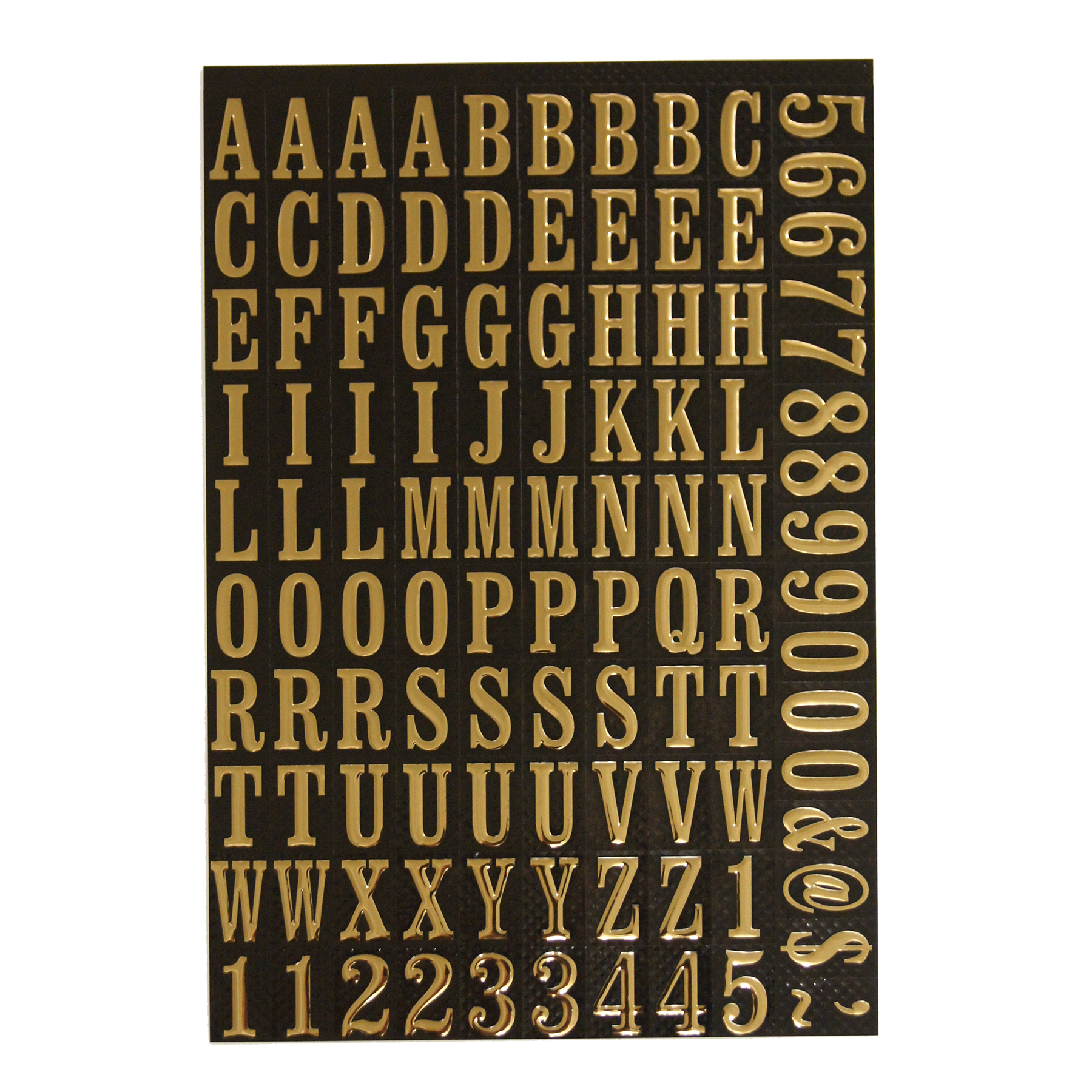 1 inch black & gold numbers & letters