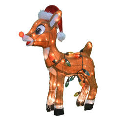 Rudolph 60552 Rudolph 24 In. Incandescent Rudolph with Santa Hat Holiday Yard Art 60552