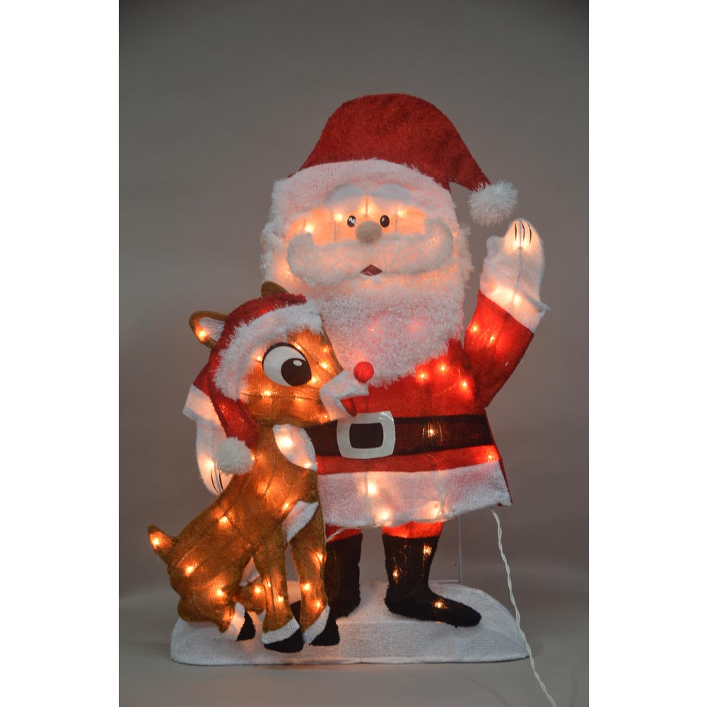 Rudolph the Red-Nosed Reindeer 32" Pre-lit Santa with Rudolph Yard Christmas Decor